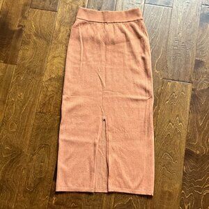 Express Orange Knit Pencil Midi Skirt Split Front Never worn